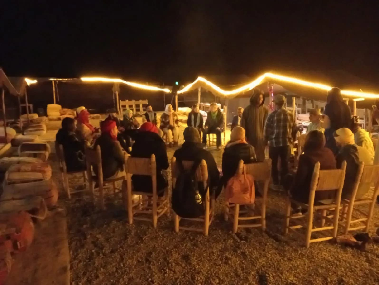 Camel Ride and Evening Gathering in the Moroccan Desert